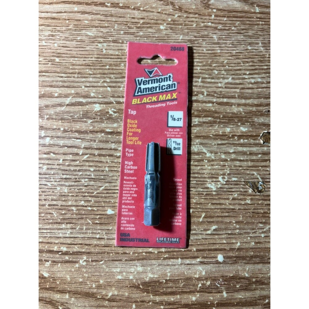 Vermont American Black Max Tap 1/8"-27 Use With Para Utilizer 11/32 Drill